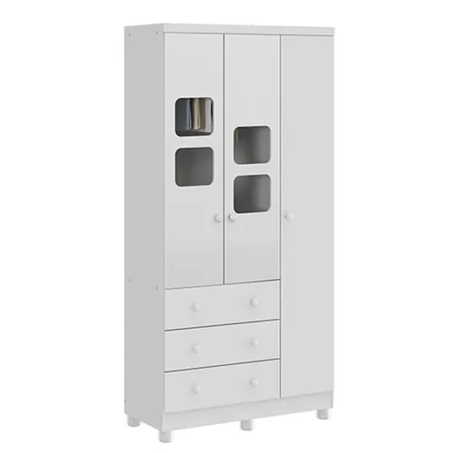 Guarda-Roupa Infantil Uli 3 Portas 3 Gavetas Branco/Branco